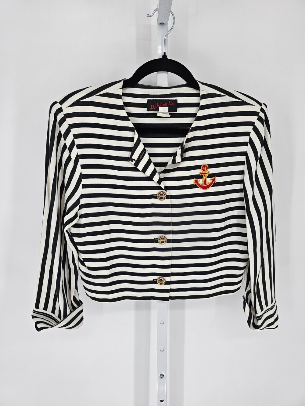 vintage 1980s JB Wright Womens Sz 8 Cropped sailor style Jacket Striped